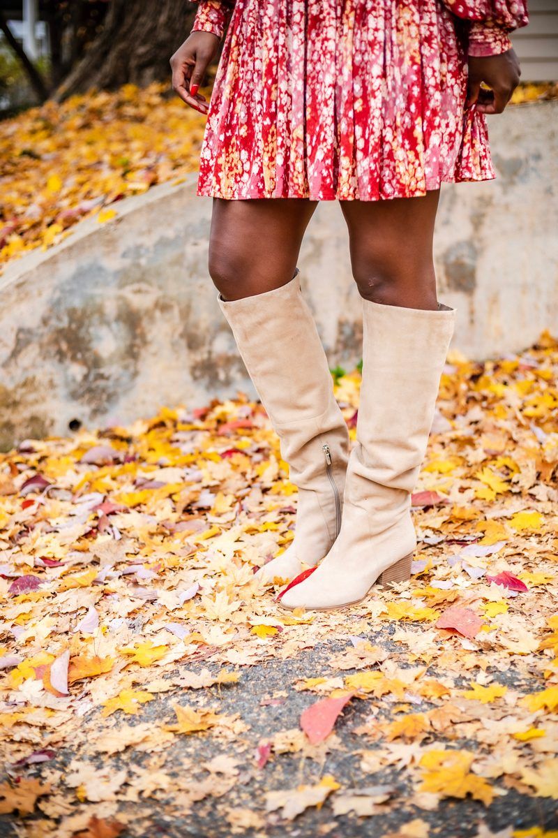 Vince Camuto Nestel Knee High Boot | My Favorite Nordstrom Fall Boots by popular Washington DC fashion blogger, Alicia Tenise: image of a woman outside wearing Nordstrom Vince Camuto Nestel Knee High Boot and Nordstrom Free People Heartbeats Minidress.