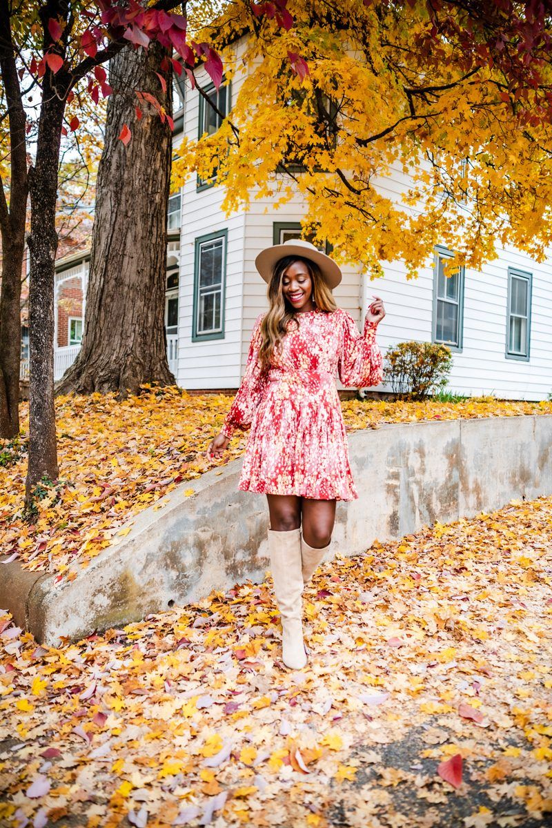 Free People Heartbeats Minidress, Vince Camuto Nestel Knee High Boot | My Favorite Nordstrom Fall Boots by popular Washington DC fashion blogger, Alicia Tenise: image of a woman outside wearing Nordstrom Vince Camuto Nestel Knee High Boot and Nordstrom Free People Heartbeats Minidress.