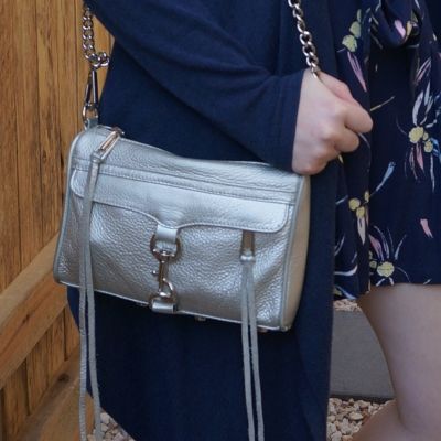 navy outfit with Rebecca Minkoff metallic silver mini MAC | away from the blue