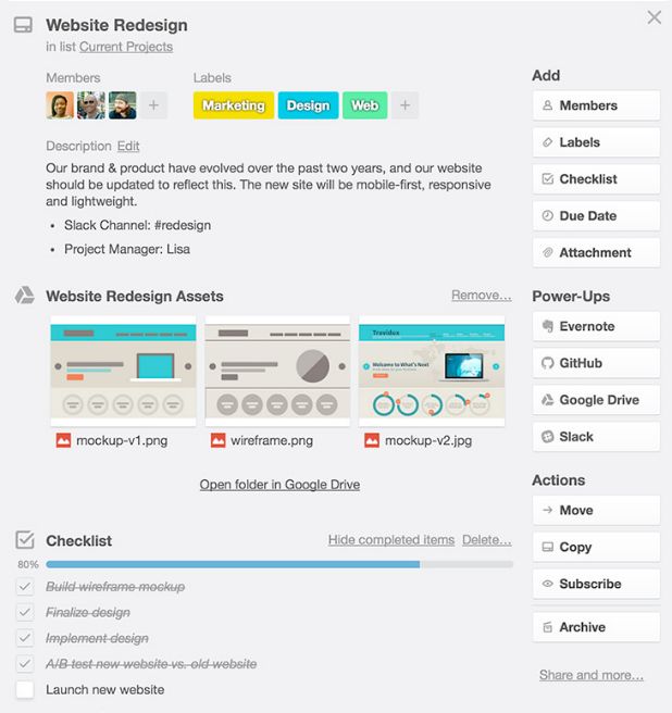 Taken in trello-bord