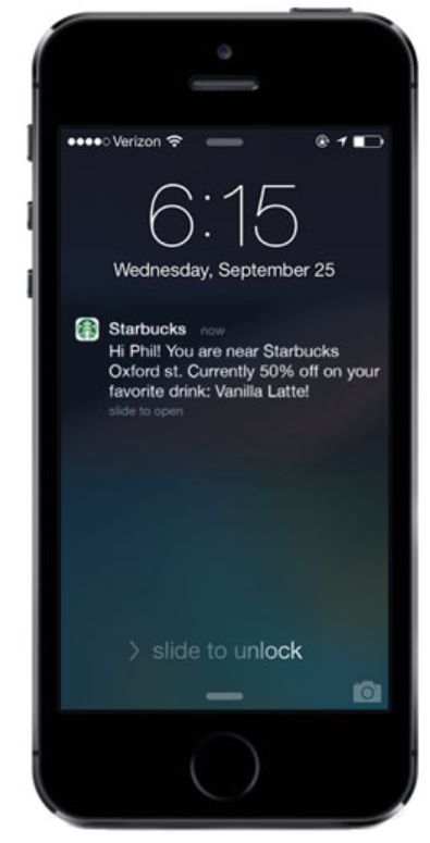 Push-notificatie van Starbucks