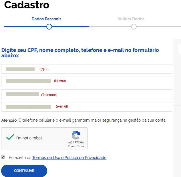 CDAM: como criar uma conta