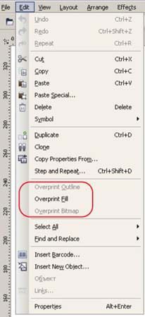 оверпринт в кореле