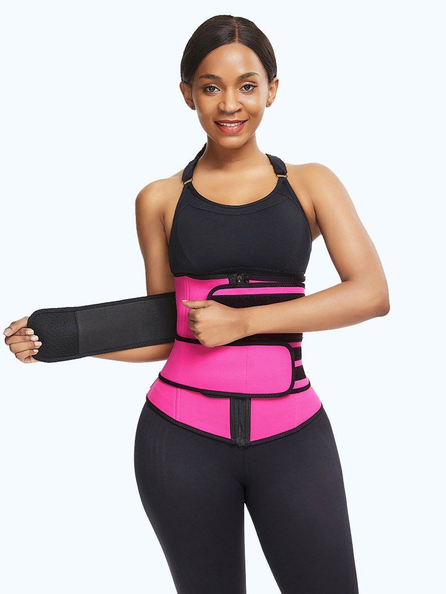 Neoprene Zipper Waist Trainer with Double Control Belts