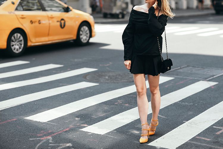 MLM Label Storm Top and Club Monaco Meradyth Suede Pumps Chanel Classic Flap Bag in Black Velvet
