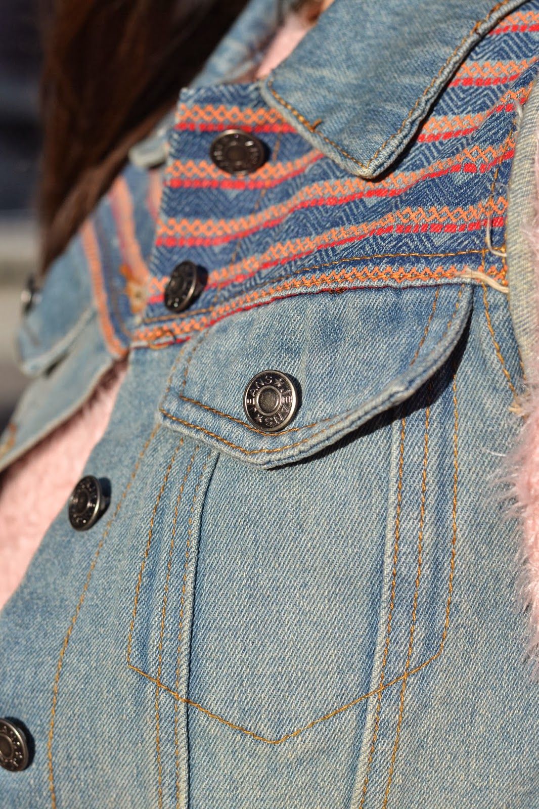 Embroided denim
