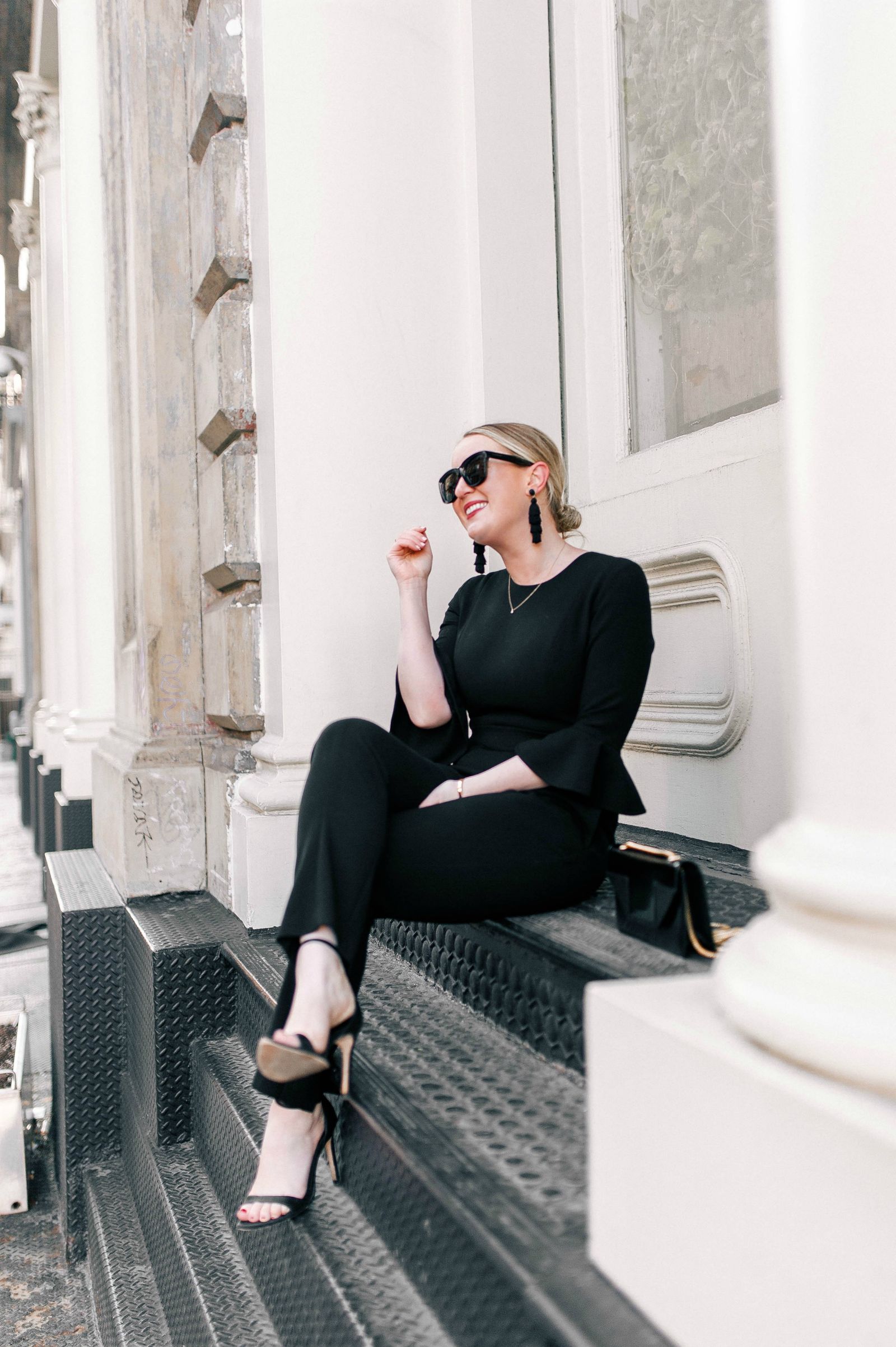 Sleek + Stylish Black Jumpsuit on wit & whimsy's Meghan Donovan