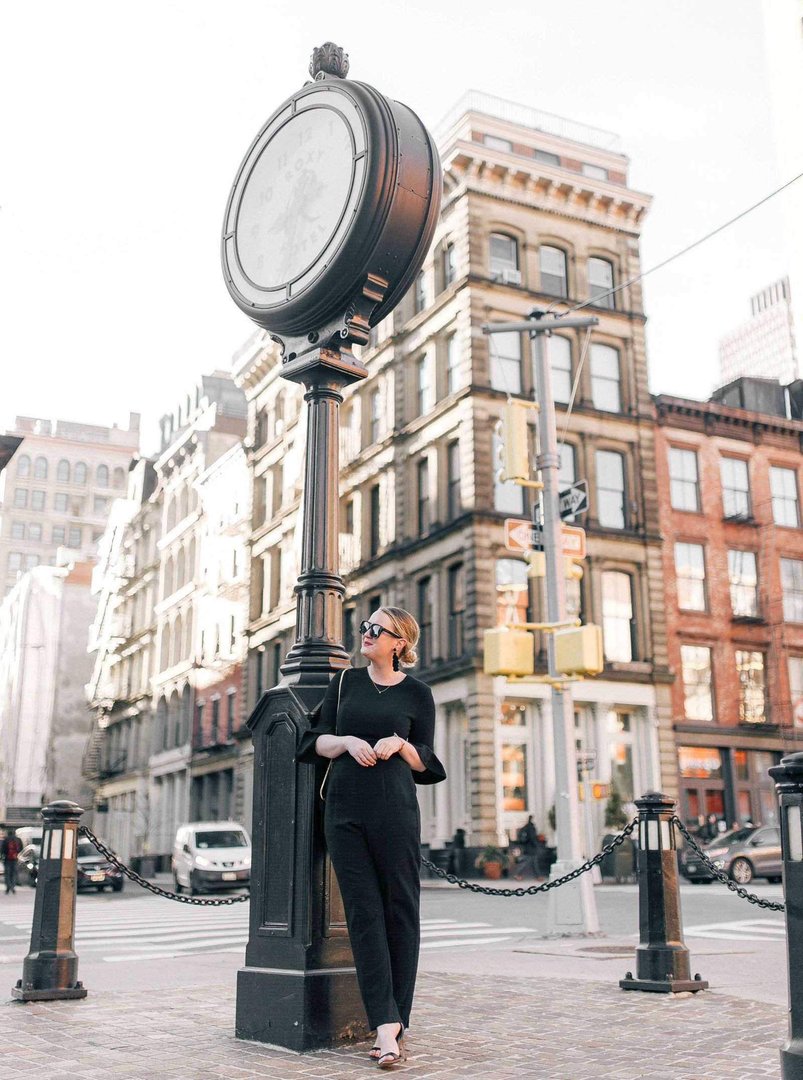 Meghan Donovan of wit & whimsy wears a glam jumpsuit by Black Halo