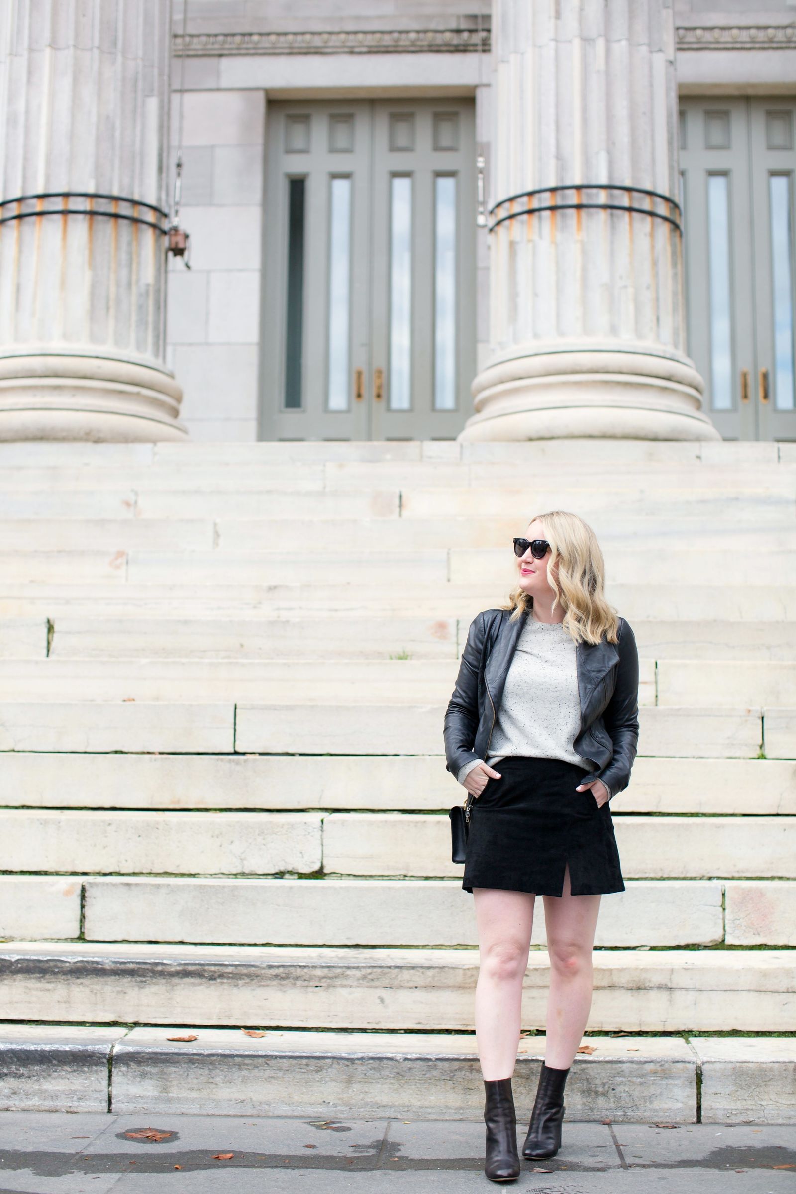 Mini Skirt with Heeled Booties