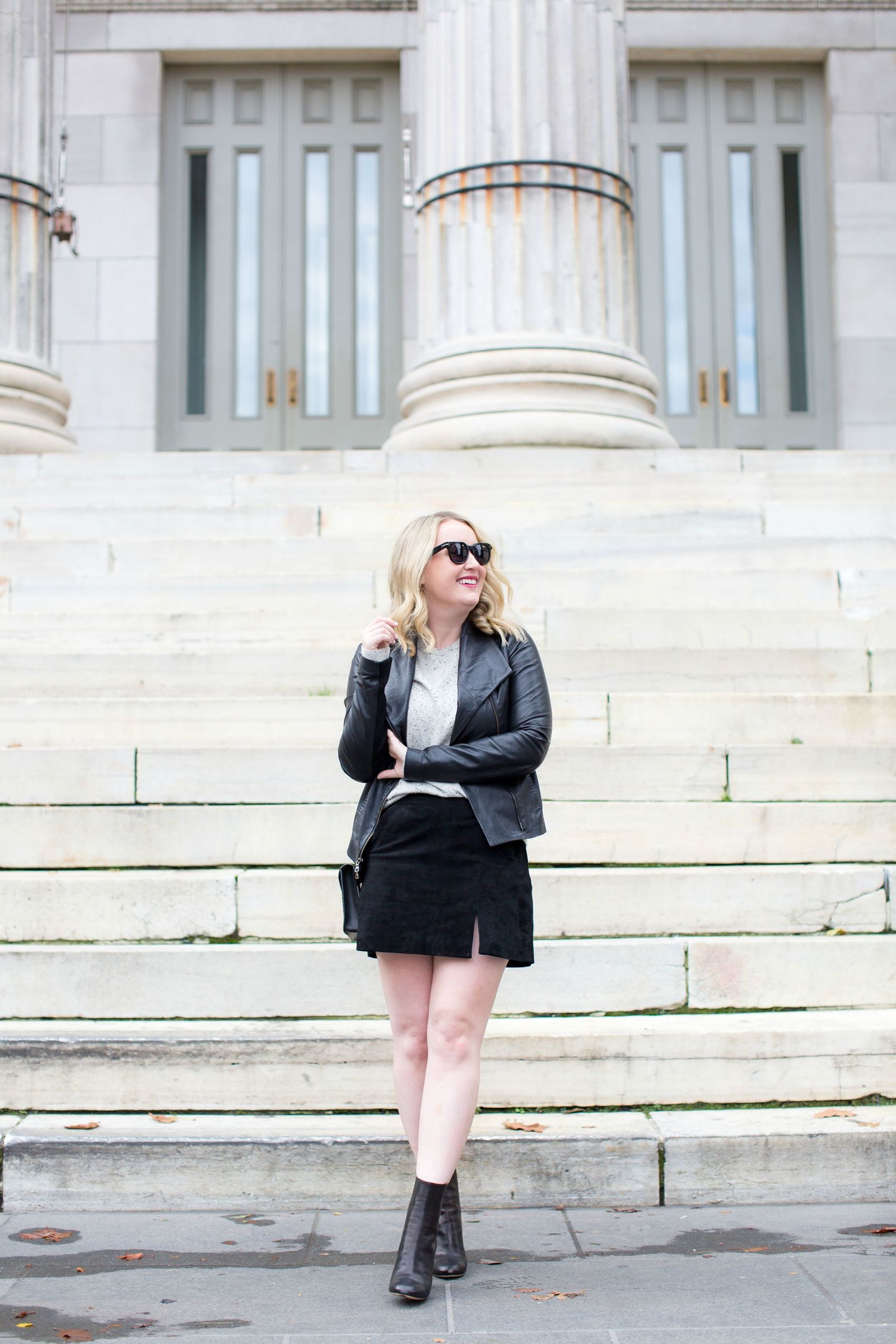 Mini Skirt with Heeled Booties
