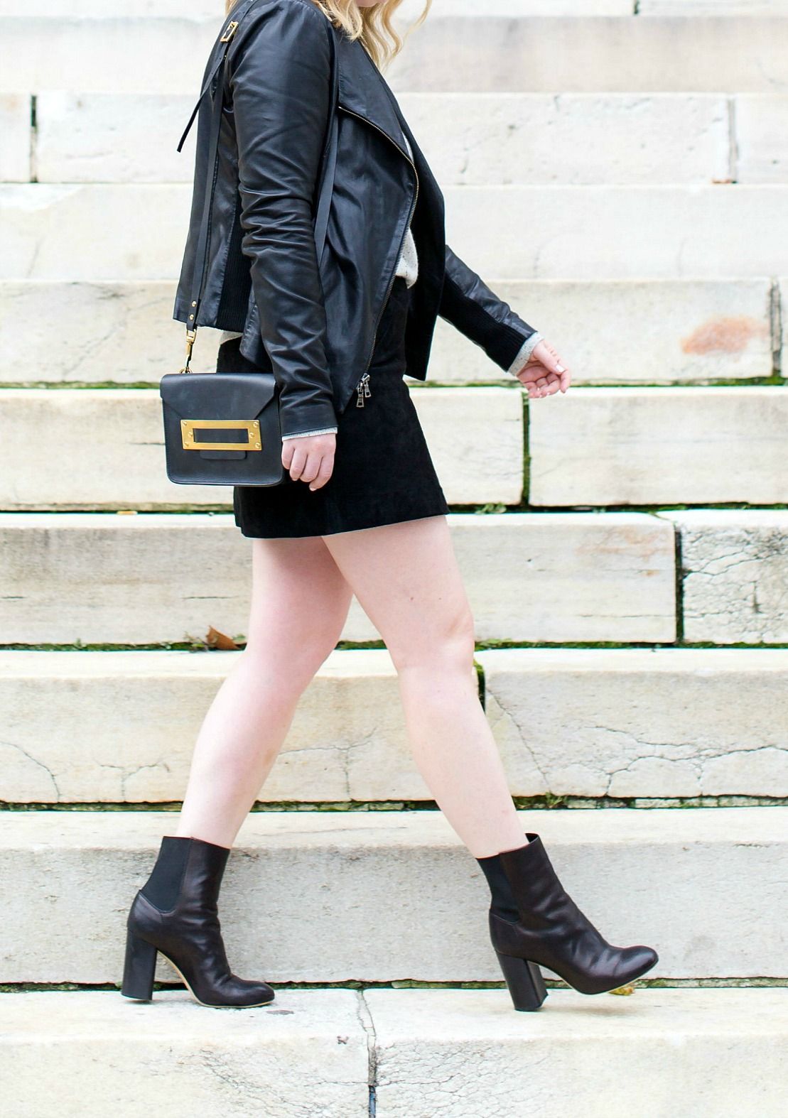 Mini Skirt with Heeled Booties