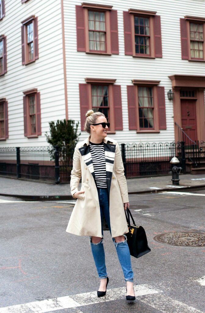 Meghan Donovan of wit & whimsy styles a trench coat