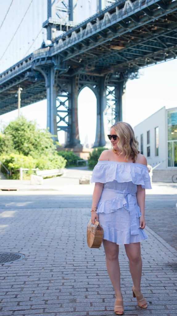 Meghan Donovan of wit & whimsy wears a Topshop Bardot Dress from Nordstrom