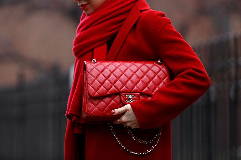 Chanel Red Jumbo Caviar Bag, Helena of Brooklyn Blonde