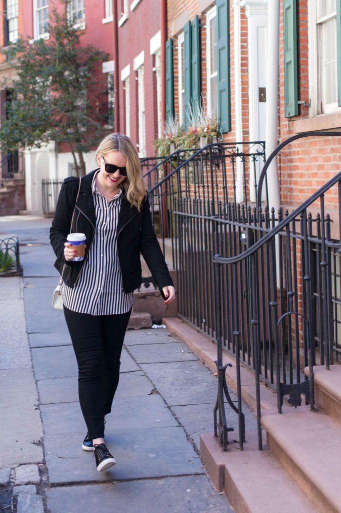 Silk Stripes and Sezane Sneakers on Meghan Donovan of wit & whimsy
