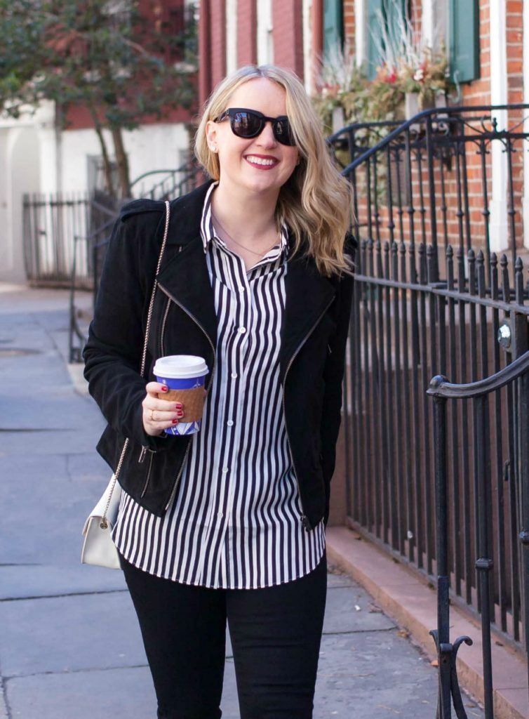 Silk Stripes and Sezane Sneakers on Meghan Donovan of wit & whimsy