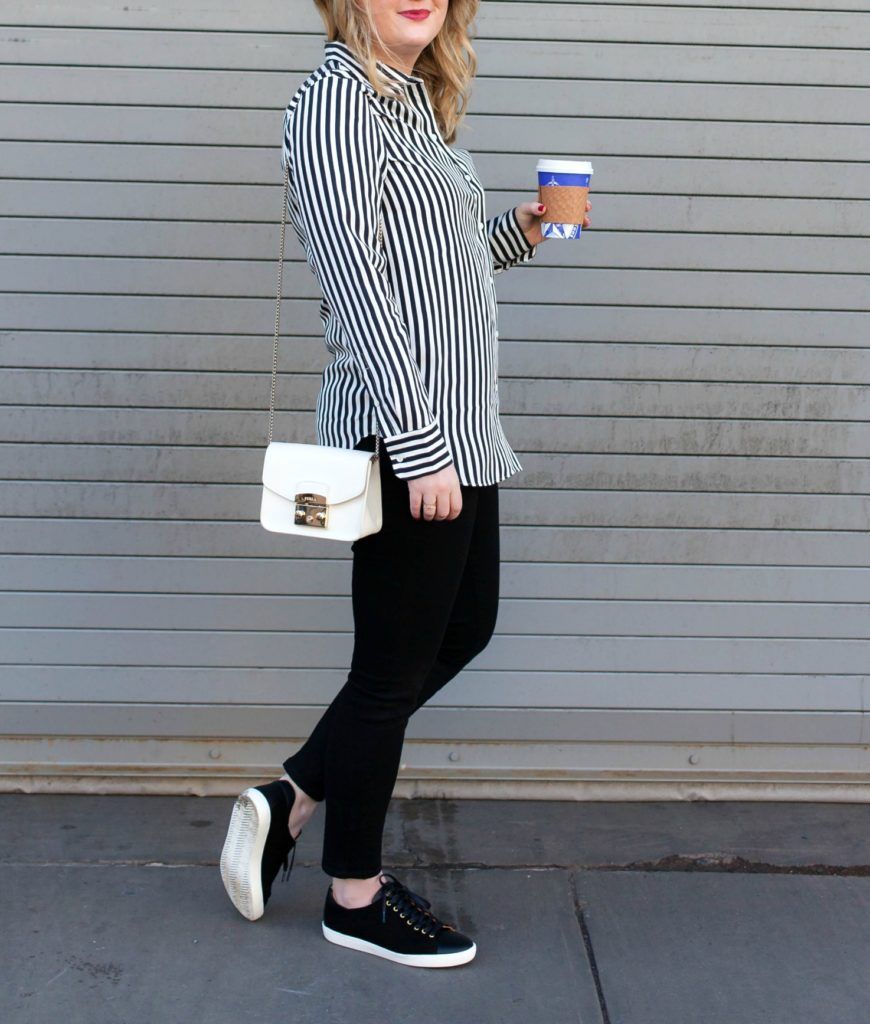 Silk Stripes and Sezane Sneakers on Meghan Donovan of wit & whimsy
