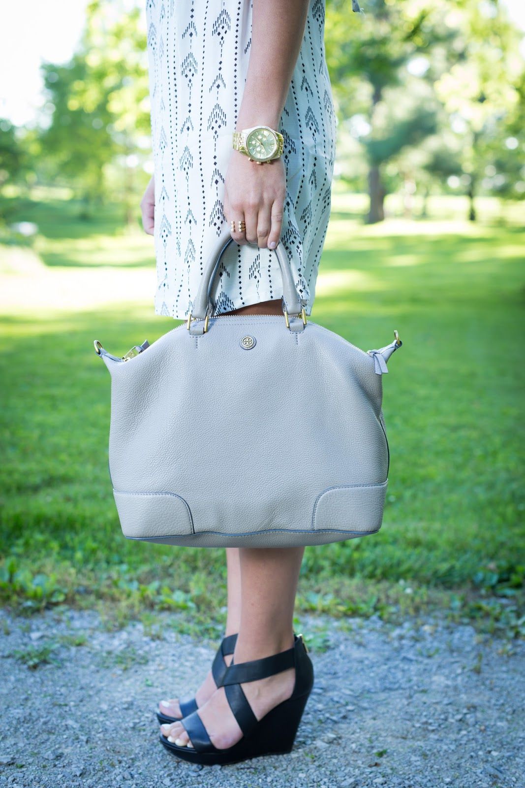 Jessica Simpson Wedges and Tory Burch Satchel // A Southern Drawl
