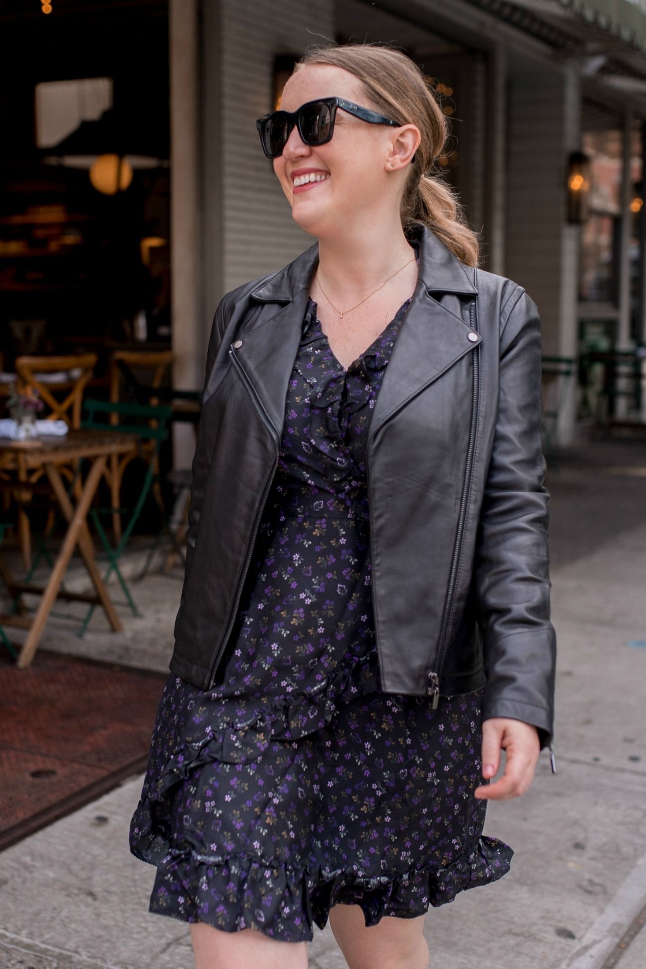 J.McLaughlin Floral Dress + Leather Jacket I wit & whimsy