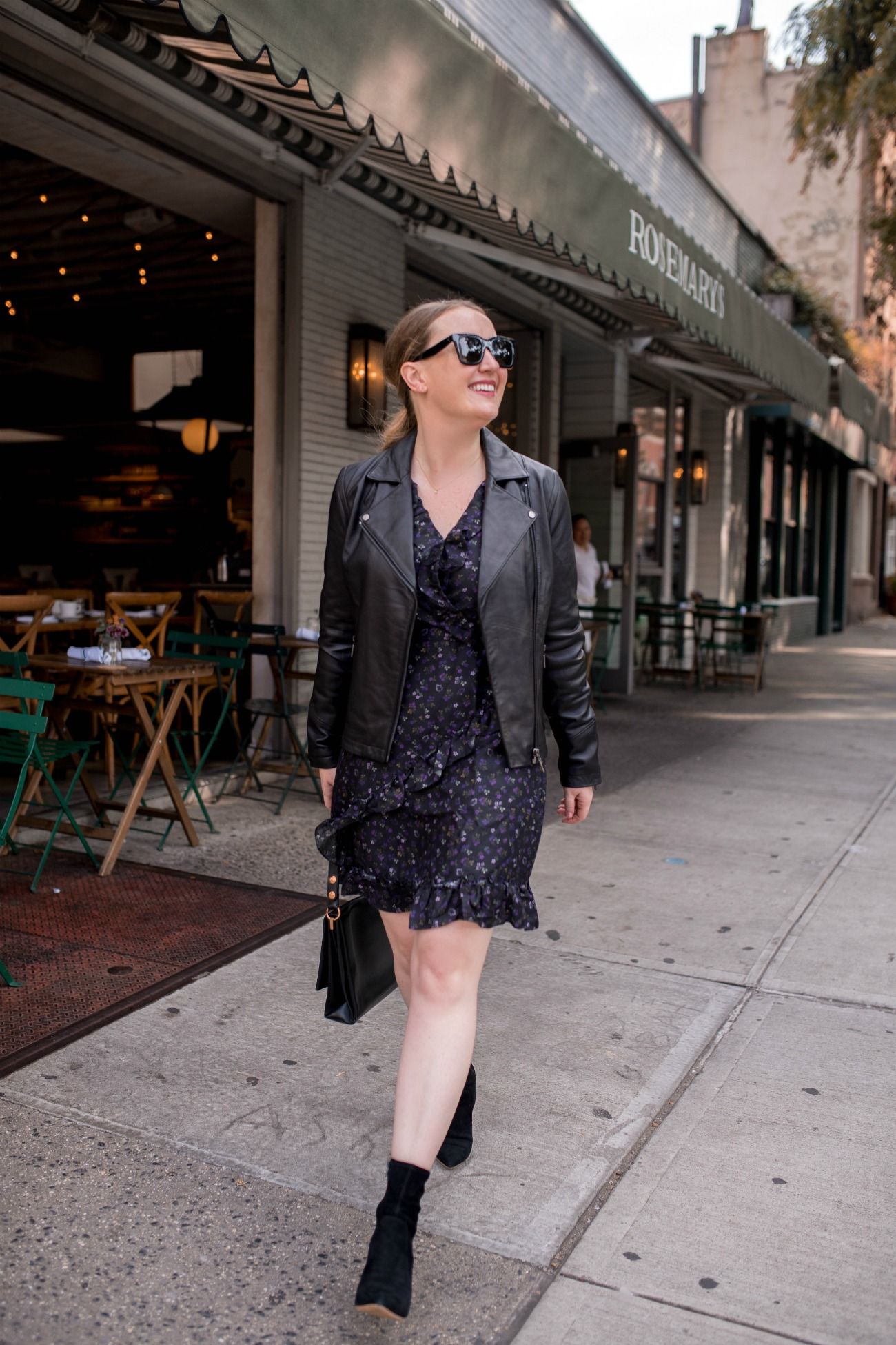 J.McLaughlin Floral Dress + Leather Jacket I wit & whimsy