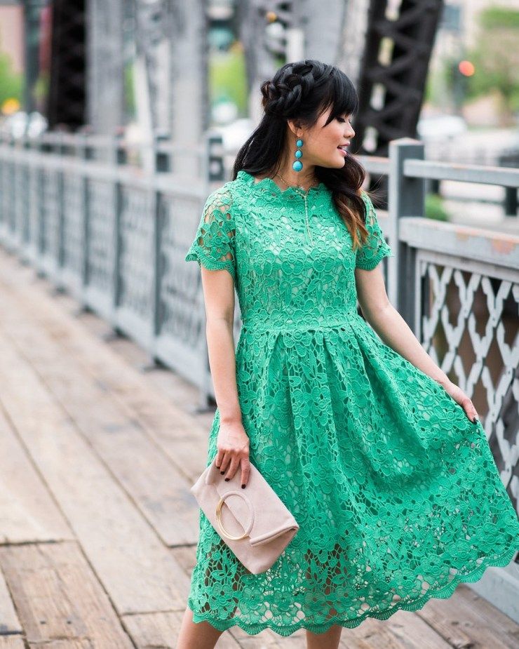 Chicwish Green lace dress