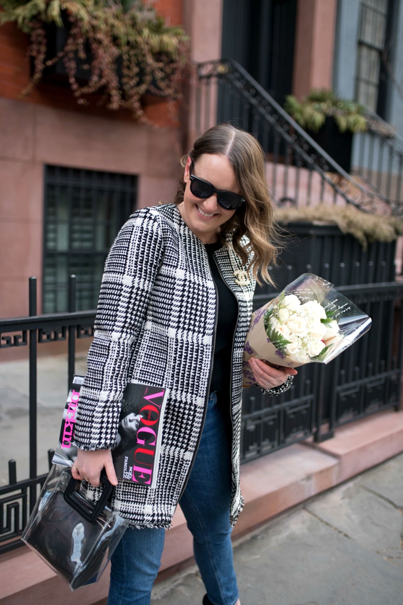 Meghan Donovan in Brooklyn Heights in a Herringbone Plaid Jacket I wit & whimsy