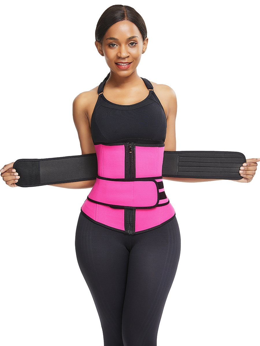 Loverbeauty Neoprene Zipper Waist Trainer with Double Control Belts