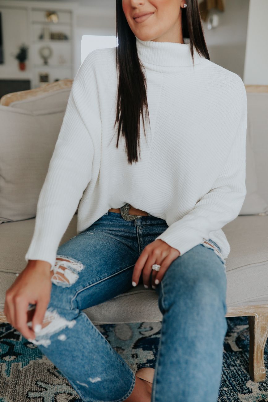 amazon knit sweater, amazon finds, amazon outfit, amazon fashion, amazon style, ivory turtleneck, white turtleneck sweater // a southern drawl grace white