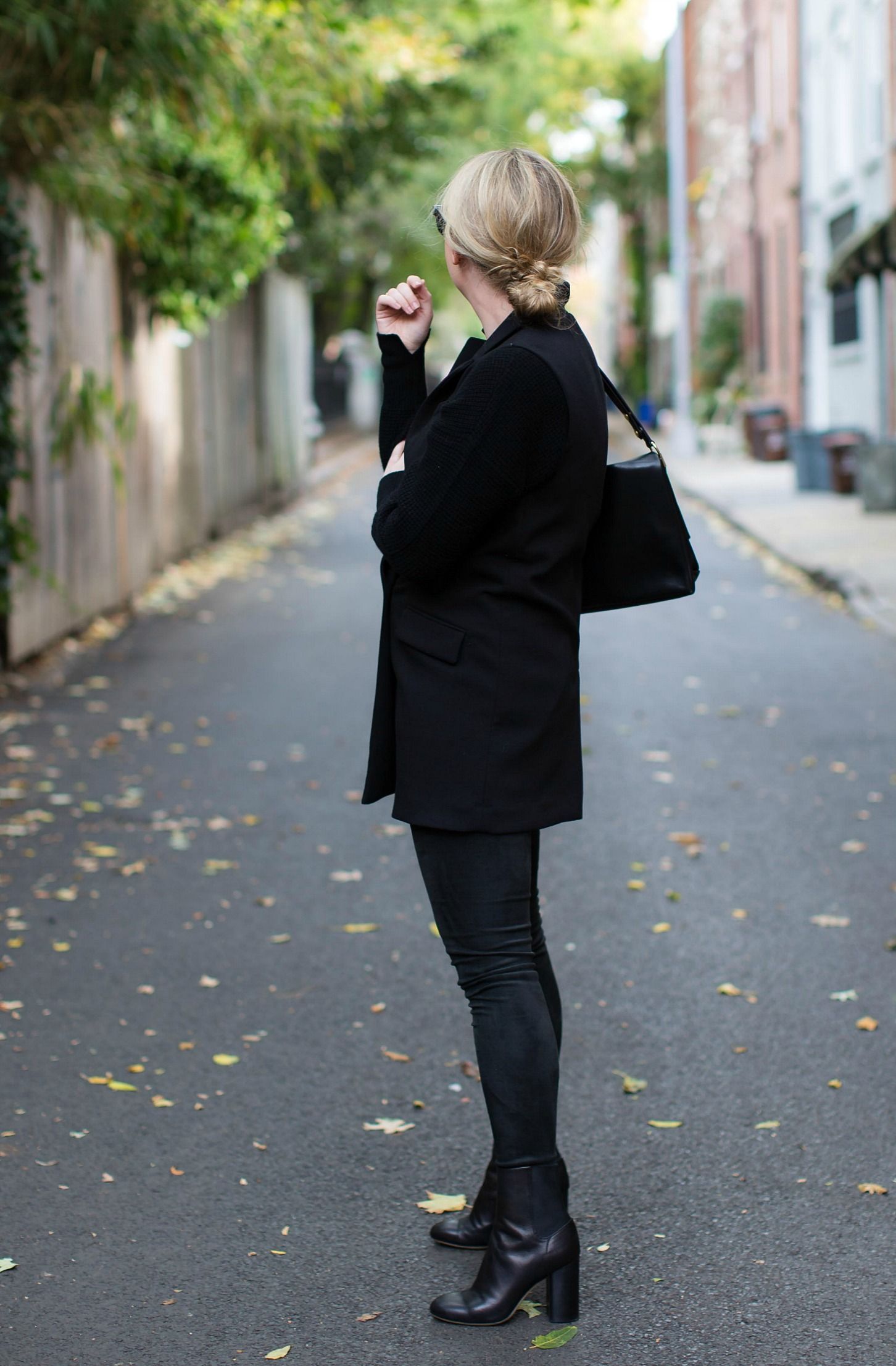 Meghan Donovan of wit & whimsy wears an all black look
