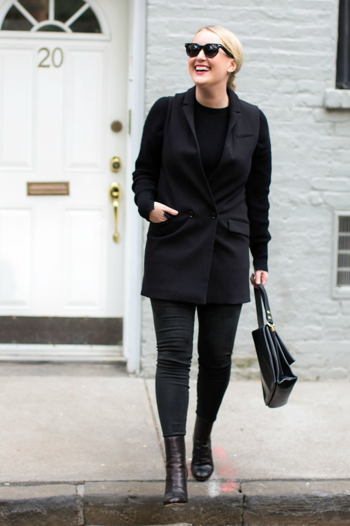 Meghan Donovan of wit & whimsy wears an all black look