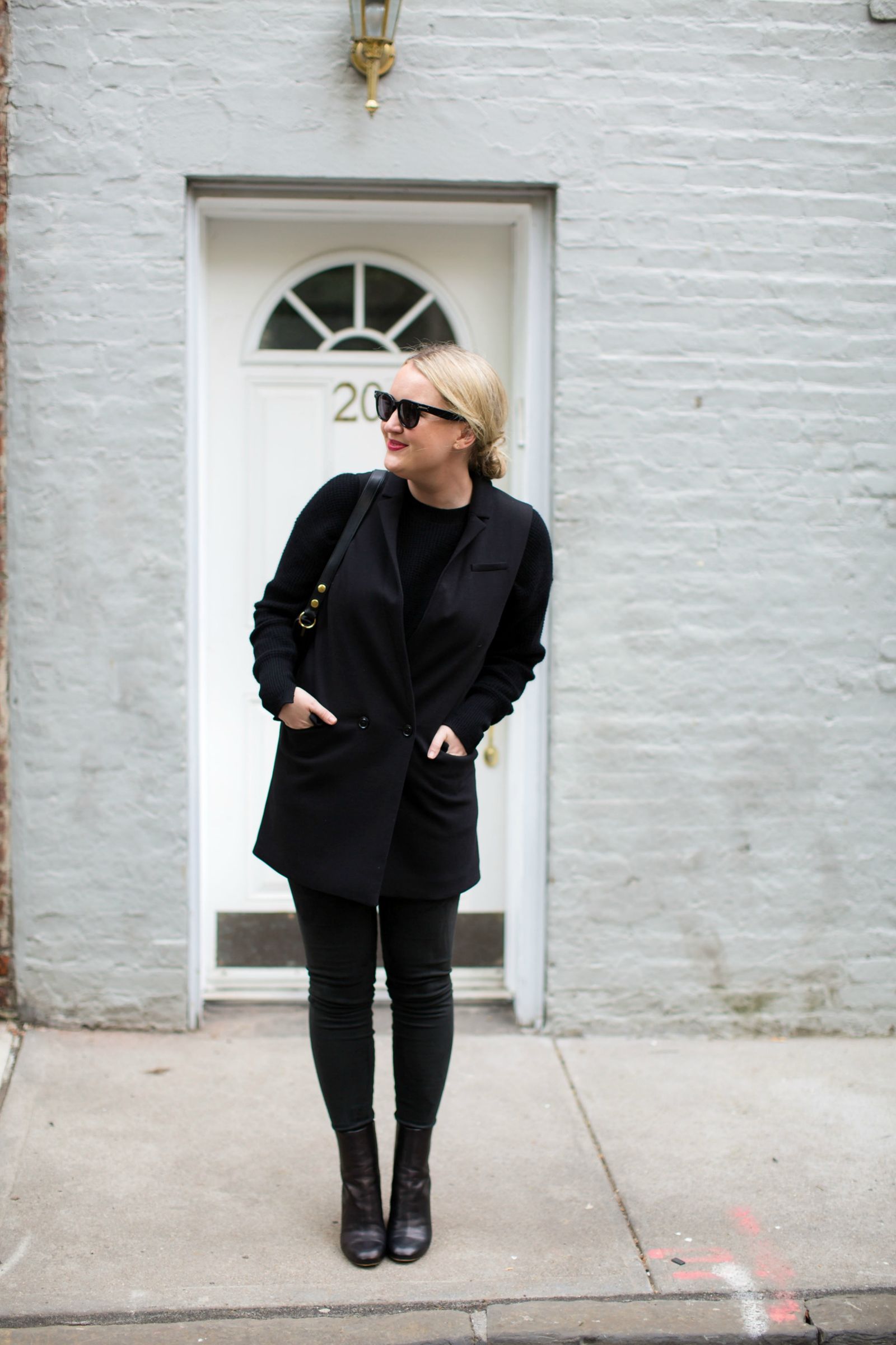 Meghan Donovan of wit & whimsy wears an all black look