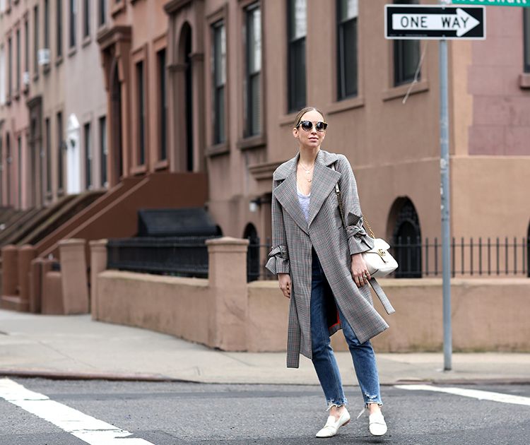 Check Print Trench Coat, Helena of Brooklyn Blonde