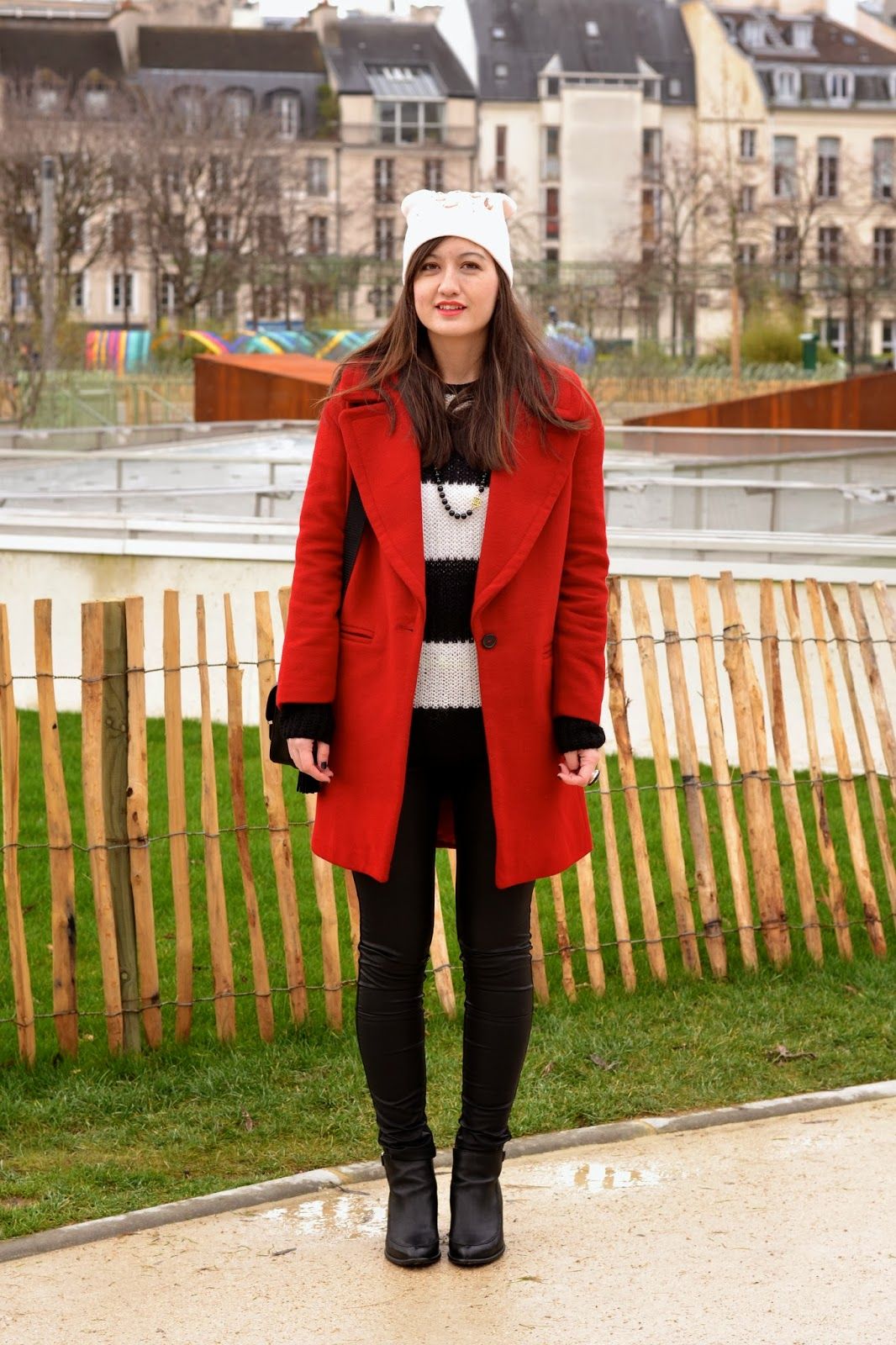 Red Zara coat