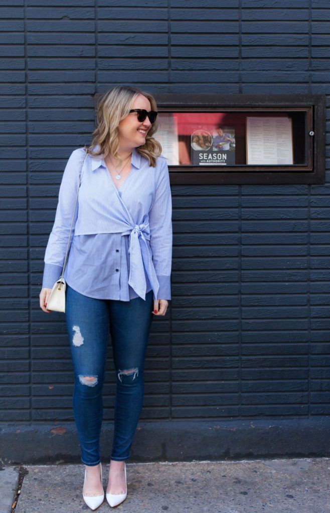 Tie Front Blouse on Meghan Donovan of wit & whimsy