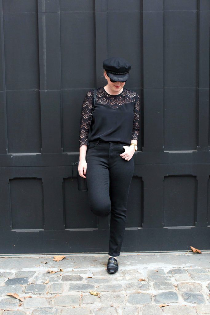Sezane Black Lace Top on wit & whimsy