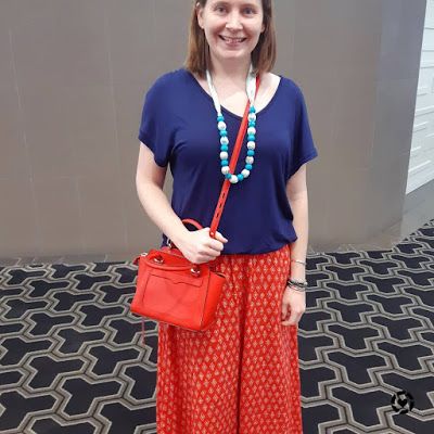 Awayfromblue Instagram | navy and red printed maxi skirt casual mum style outfit spring