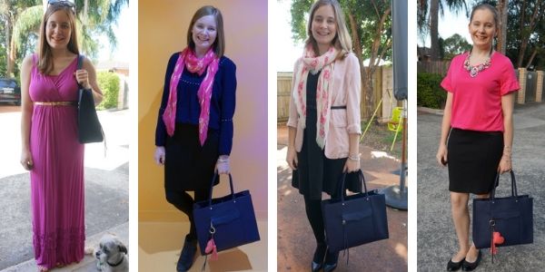 4 pink and navy outfit ideas with rebecca minkoff mab tote bag | away from the blue
