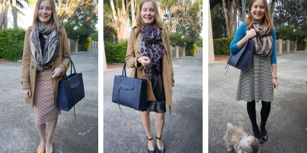 3 print mixing outfit ideas with navy tote bag rebecca minkoff mab in moon | away from the blue