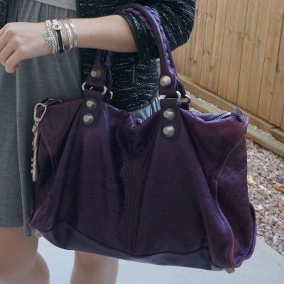 Balenciaga raisin purple 2009 giant silver G21 hardware work bag | awayfromtheblue