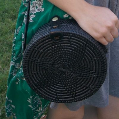 Amerii medium sling rattan bag in black | away from the blue