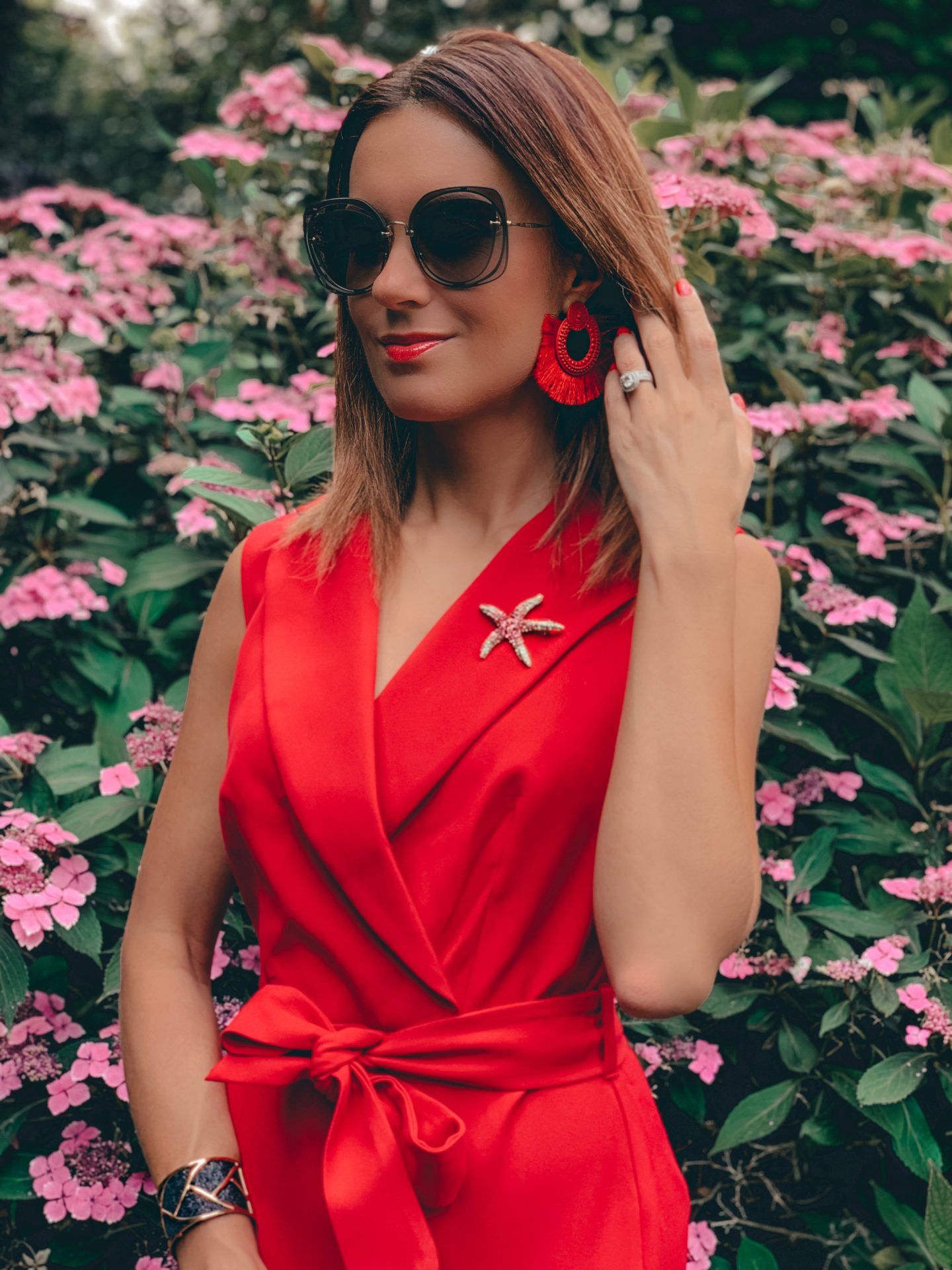 CLOSET LONDON Red Tie Waist Pencil Dress | Elegant Duchess Boutique Brooch
