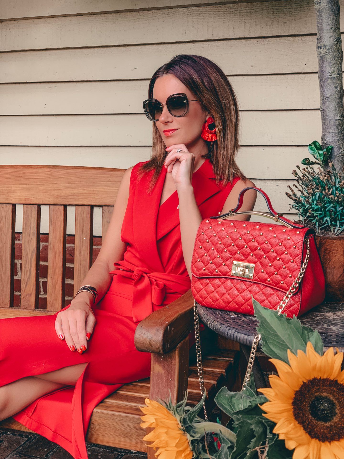CLOSET LONDON Red Tie Waist Pencil Dress | Elegant Duchess Boutique Brooch