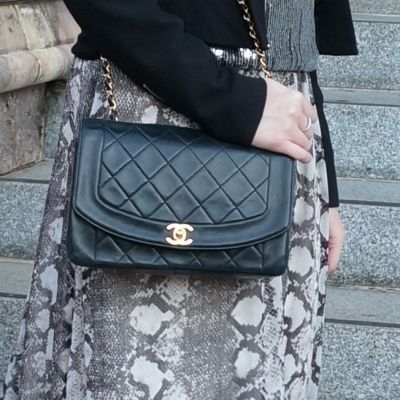 snake print maxi dress with Chanel vintage quilted lambskin flap | awayfromtheblue