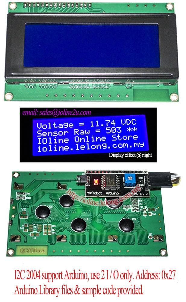 Connecting A 20x4 HD44780 LCD with YwRobot LCM1602 IIC V1 Piggyback I2C ...